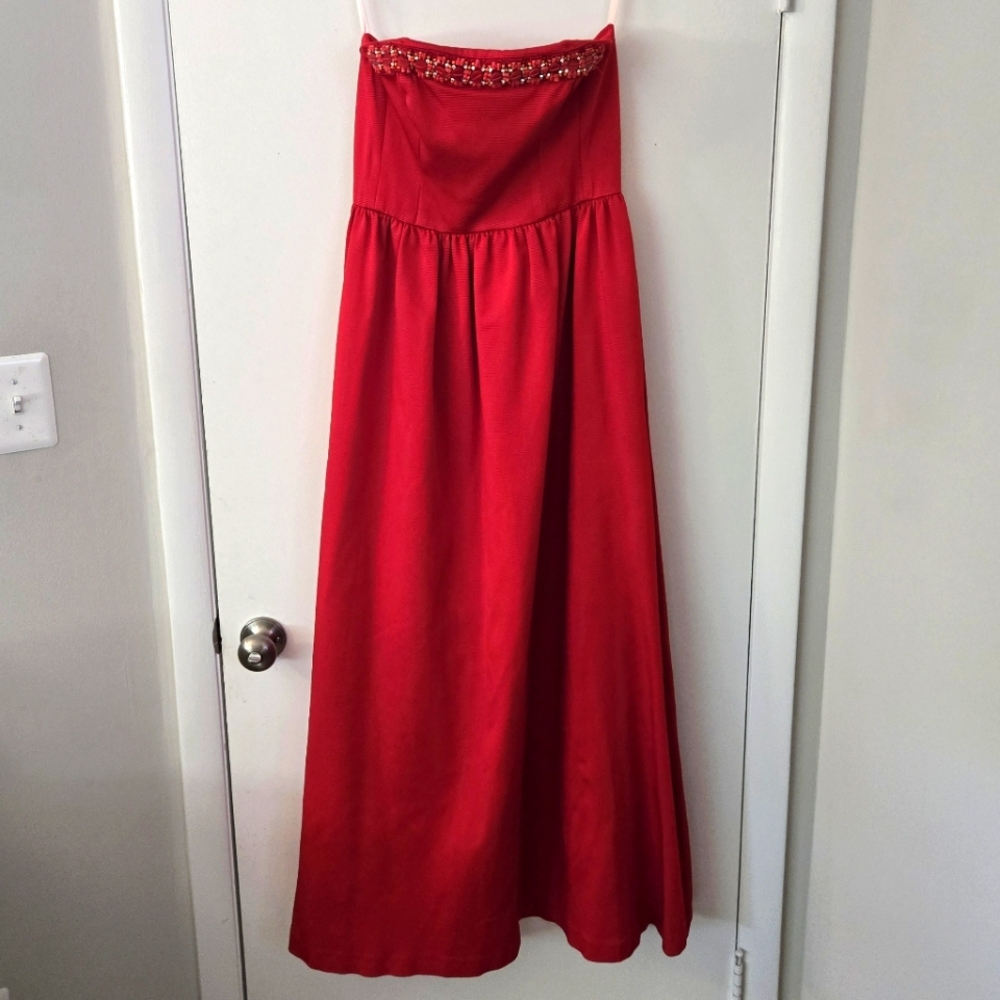 Shoshanna Midnight Red Strapless Beaded Gown Size 6
